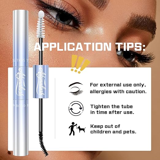 Ailynalash Lash Cluster Glue,Strong Hold Lash Bond and Seal Waterproof,2-in-1 False Eyelash Adhesive for Clusters,Black Long-Lasting 144H Latex-Free,Quick Dry,for DIY Individual Lash at Home(5ml+5ml)