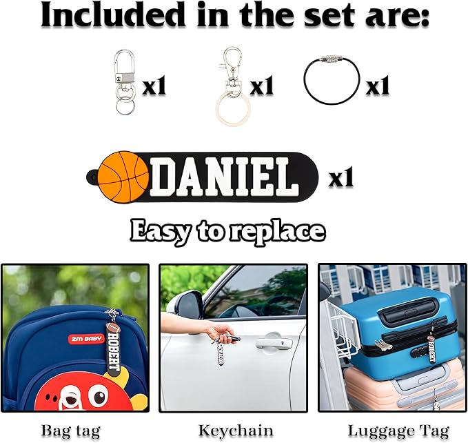 Custom Sports Bag Tag – Personalized Football, Baseball, Soccer, Basketball, Volleyball Name Tag – Durable PVC Luggage Tag for Kids, Athletes, Teams, Coaches (Classic)