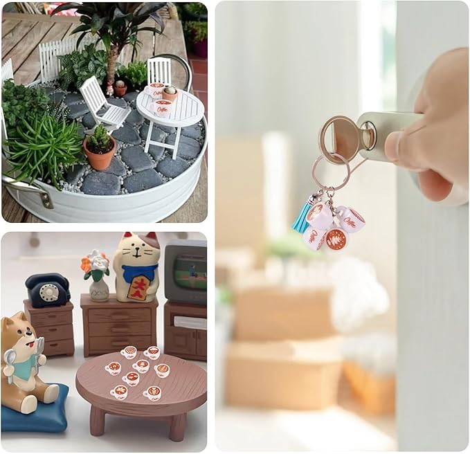 Craftdady 24pcs Mini Coffee Cup Resin Dollhouse Miniature Drink Food Coffee Mug Lovely Tableware Coffees Hang Ornament for Home Decorations Doll Kitchen Play Accessories Jewelry Making