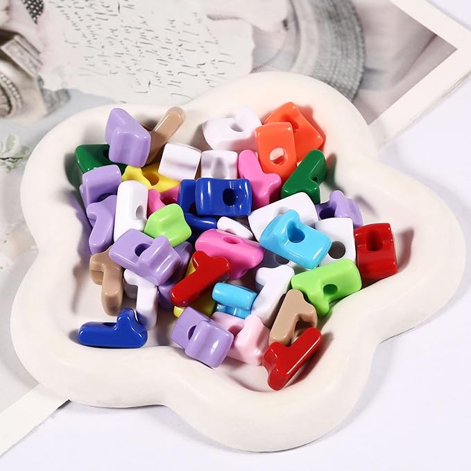 40 PCS Number Beads 3D Focal Bead Acrylic Loose for Jewelry Making Bracelet Necklaces Keychain Phone Bag Chain Key Chains (Mixed Color 1)