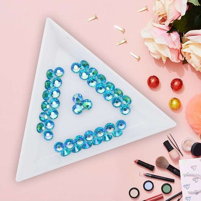 Jollin Glue Fix Crystal Flatback Rhinestones Glass Diamantes Gems for Nail Art Crafts Decorations Clothes Shoes(ss20 1440pcs, Aquamarine AB)