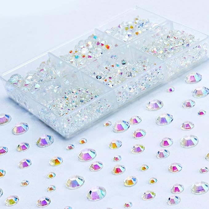 3000PCS Resin Flatback Rhinestone, 2mm 3mm 4mm 5mm 6mm Transparent Clear AB Flatback Jelly Resin Rhinestones for Tumblers, Mugs, Bottles, Craft Decoration, Loose Bling Glitter Gem Stone
