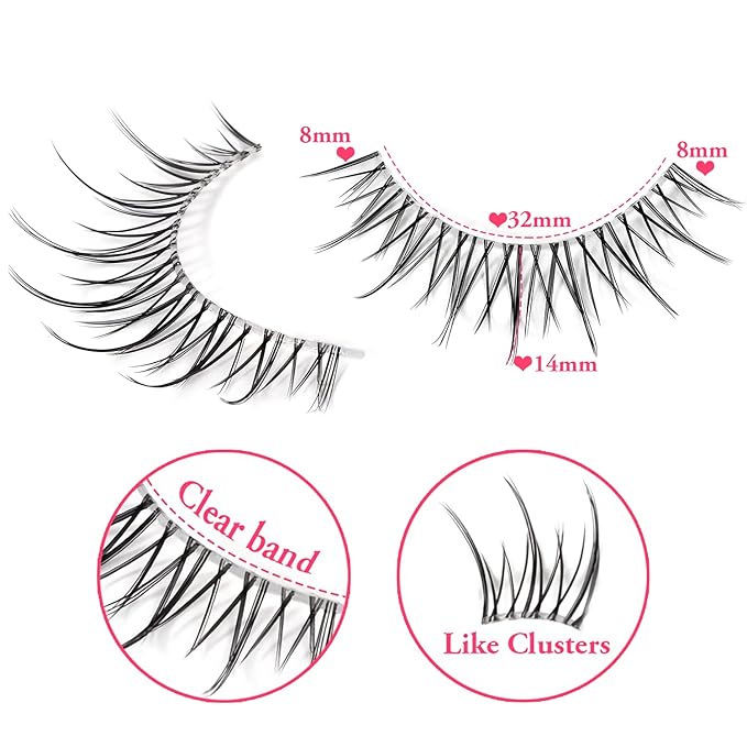 Manga Lashes Natural Look Japanese Anime Lashes Korean Asian Wispy Spiky Lashes with Clear Band Short Fake Eyelash 10 Pairs Pack by outopen