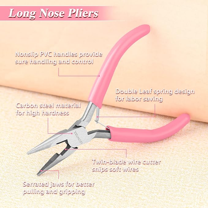 5-Inch Long Nose Pliers with Wire Cutter, Ideal for Jewelry Making, Electrical Work, and More. Durable Carbon Steel Construction, PVC Handle. 4.6 x 3.1 x 0.4" (116 x 78 x 9 mm).