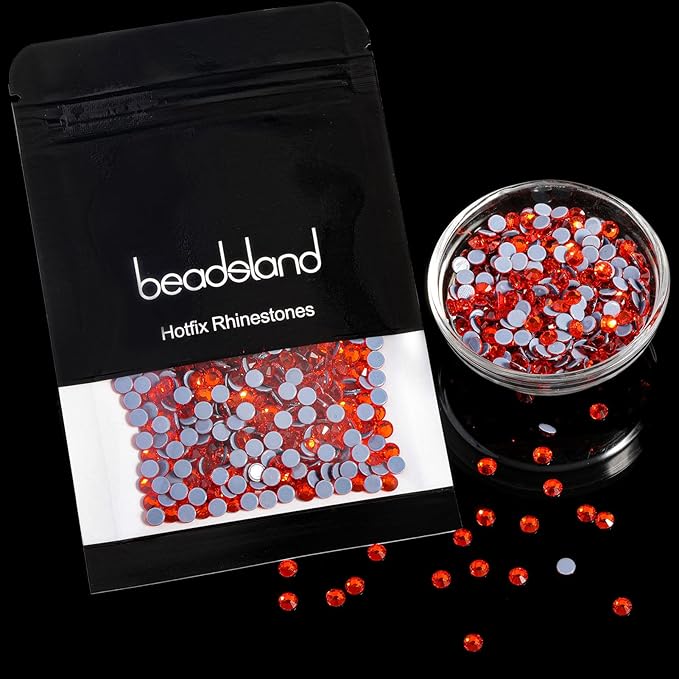 Beadsland Hotfix Rhinestones, 1440pcs Flatback Crystal Rhinestones for Crafts Clothes DIY Decorations, Orange, SS20, 4.6-4.8mm