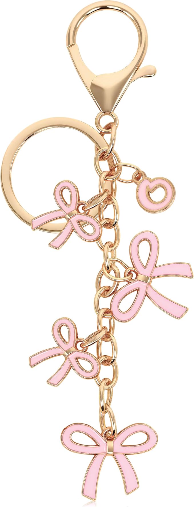 Bow Purse Charms Keychain - Pink Bow Alphabet Letter Key Chain, Bag Charms Wallet