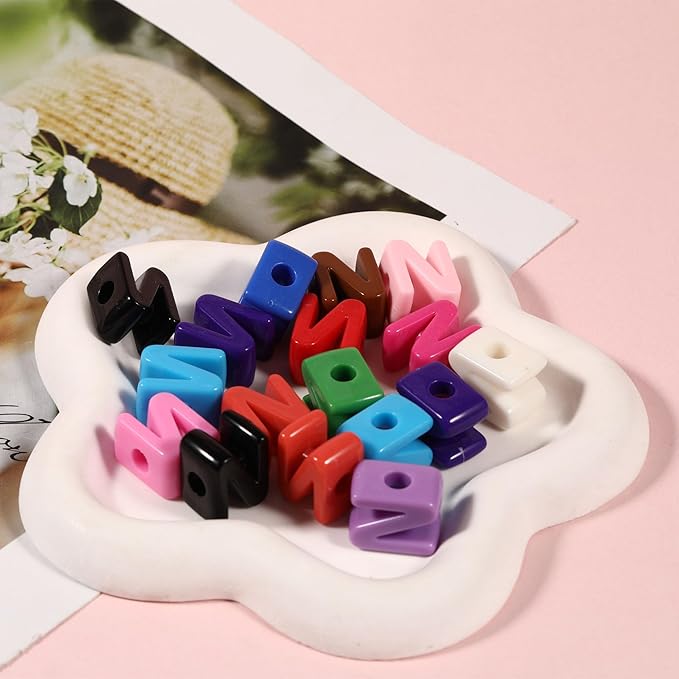 40 PCS Letter Beads 3D Acrylic 21mm x 15mm N Loose for Jewelry Making Bracelet Necklaces Keychain Phone Bag Chain Key Chains(Mixed Color N)
