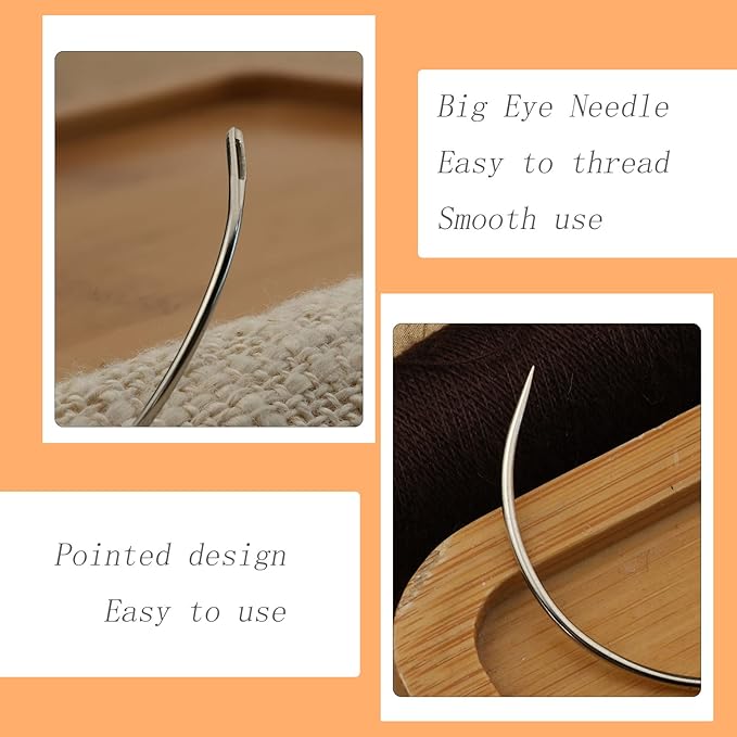 50 PCS Curved Needles, Leather and Weaving Needles for Carpet Leather Canvas Repairing, Blocking Knitting, Modelling and Crafts