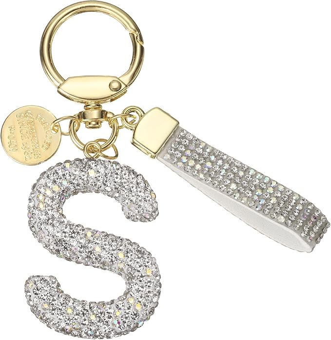 PATIKIL Initial Letter Keychain, Cute Sparkly Rhinestone Key Chain Alphabet Charm for Car Keys Handbags Purse