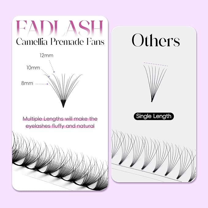FADLASH Premade Lash Fans D Curl Premade Fans Eyelash Extensions 16D 0.07 Volume Lash Fans Premade Handmade Premade Lash Extensions Fans (16D-07D, Camellia)