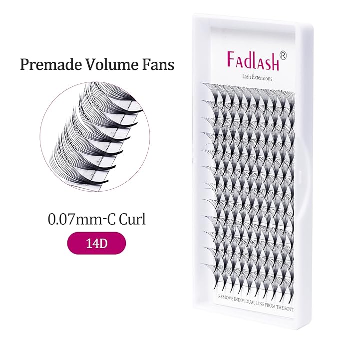Premade Lash Fans 3D to 20D Pointy Base Volume Lash Extensions Premade Fans Eyelash Extensions Pro Point Premade Lash Extensions Fans 0.05 0.07 0.10 C CC D DD Curl Available (14D-0.07C, 15-20mm)