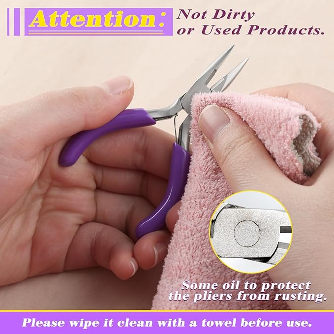 SPEEDWOX 3 Inches Chain Nose Pliers with Cutter, Purple, Jewelry Making Miniature Pocket Plier, Needle-Nose Pliers, Wire Cutters, Jewelry Pliers, Jewelry Making Tools