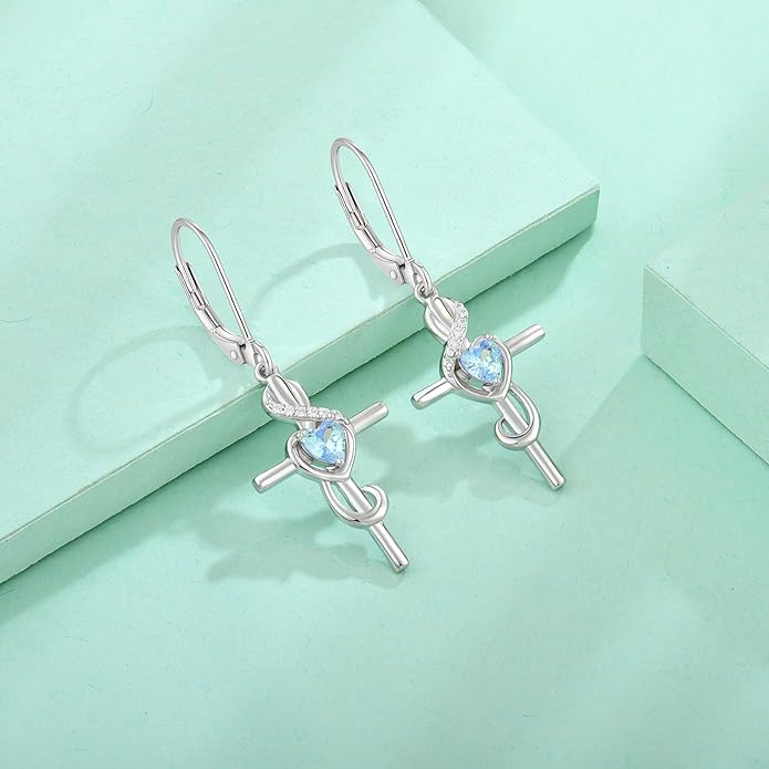 Starchenie Women's Note Cross Earrings Sterling Silver Treble Clef Leverback Earring Music Note Jewelry for Music Lover