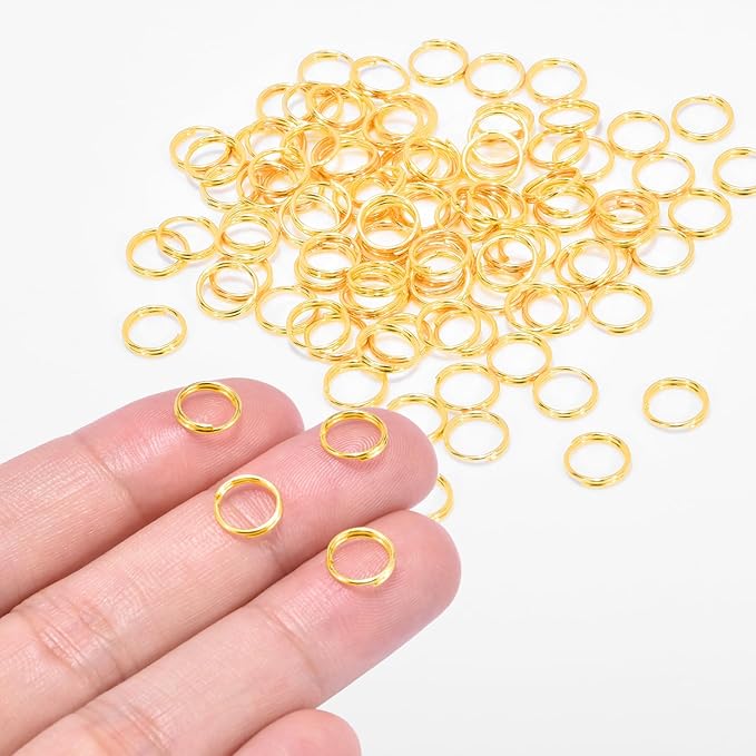 100pcs 8mm Tiny Split Ring for Jewelry Making, Double Loops Round Split Jump Rings Necklaces Bracelets Earrings Metal Mini Key Rings DIY Craft