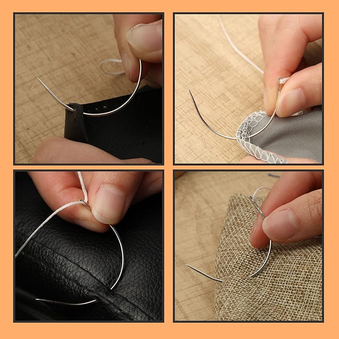50 PCS Curved Needles, Sewing Needles, Leather and Weaving Needles for Carpet Leather Canvas Repairing, Blocking Knitting, Modelling and Crafts