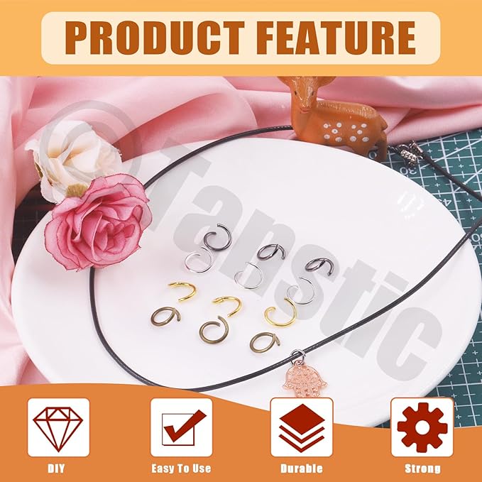 Tanstic 1403Pcs Silver Open Jump Rings Kit - 4mm, 5mm, 6mm, 7mm, 8mm, 10mm With Opener, Pliers and Tweezer for Jewelry Making