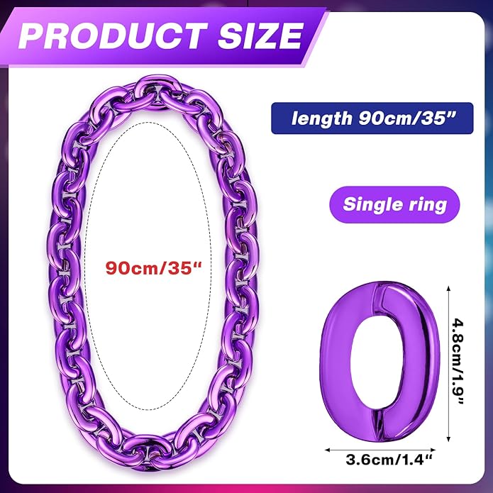 Remuuly Plastic Chain Necklace Chunky Big Fake Necklace Hip Hop Rapper Giant Turnover Chain Costume for Halloween