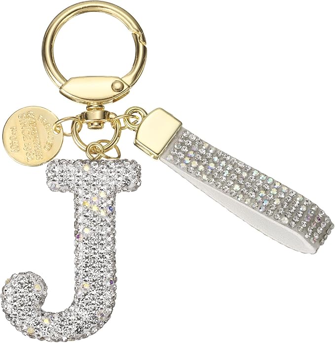 PATIKIL Initial Letter Keychain, Cute Sparkly Rhinestone Key Chain Alphabet Charm for Car Keys Handbags Purse