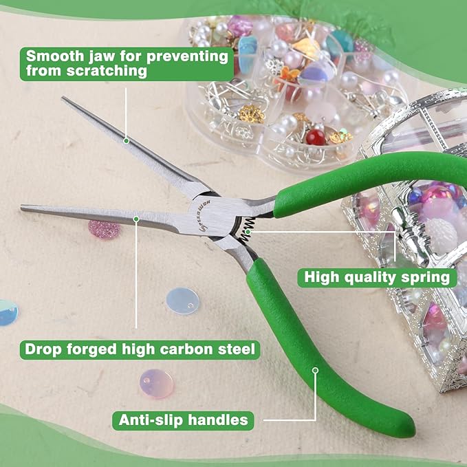 SPEEDWOX Needle Nose Pliers for Jewelry Making Smooth Jaws Long Nose 5 Inches Mini Thin Needle Plirer Extra Long Plier Fine Chain Nose Plier Professional Tool Beading Hobby Craft Supplies