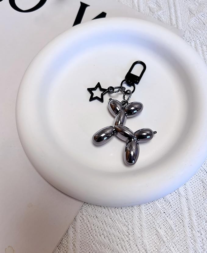 LAEKOU Star Balloon Dog Keychain for Women, Cute Y2K Key Chain Accessories, Aesthetic Charms for Bag Backpack
