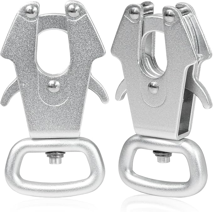 2 Pcs Frog Clip Dog Leash Buckle for Linking Pet Collar Supplies 360 Degree Swivel Heavy-Duty Quick Release Clasp Keychain Tactical (Small (Square) Silver)