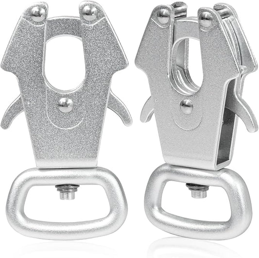 2 Pcs Frog Clip Dog Leash Buckle for Linking Pet Collar Supplies 360 Degree Swivel Heavy-Duty Quick Release Clasp Keychain Tactical (Small (Square) Silver)