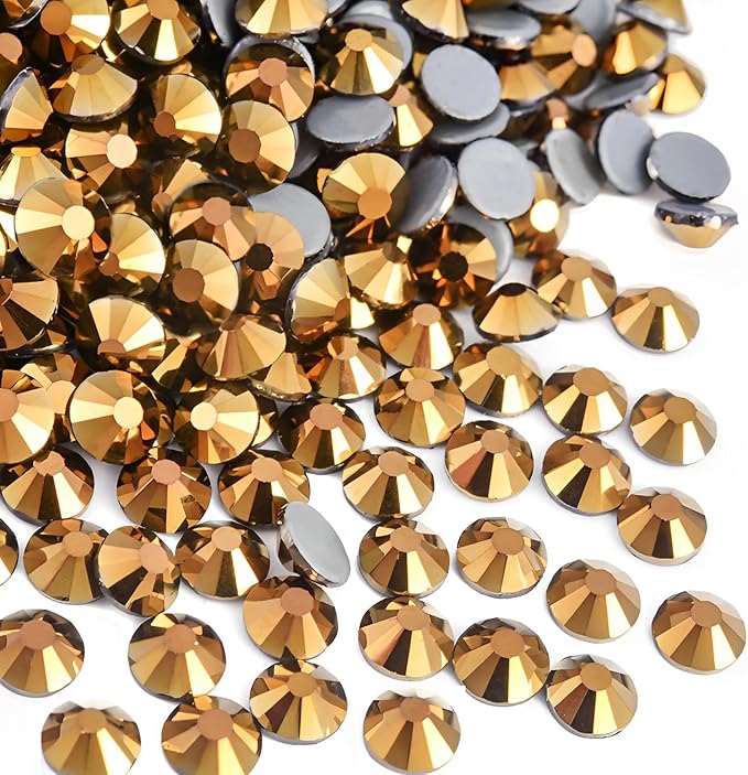 1440pcs Hotfix Rhinestones Flatback Crystal Rhinestones for Crafts Crafting Clothes Shoes DIY Decorations, 4.8mm SS20, Gold Hematite