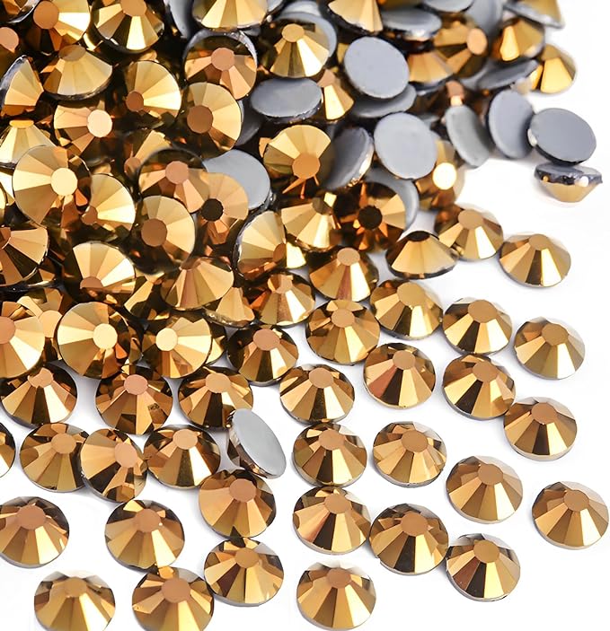 2880pcs Hotfix Rhinestones Flatback Crystal Rhinestones for Crafts Crafting Clothes Shoes DIY Decorations, 2.4mm SS8, Gold Hematite