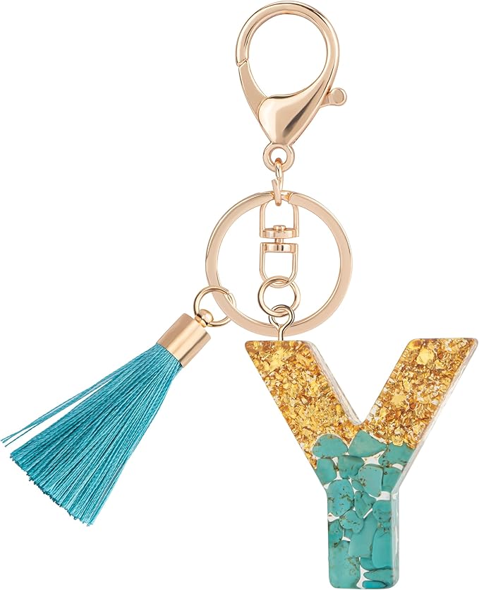 Suweibuke Cute Pink Key Chains for Women Girls, Initial Letter Keychains with Tassel, Charms for Key Purse Handbags Backpacks