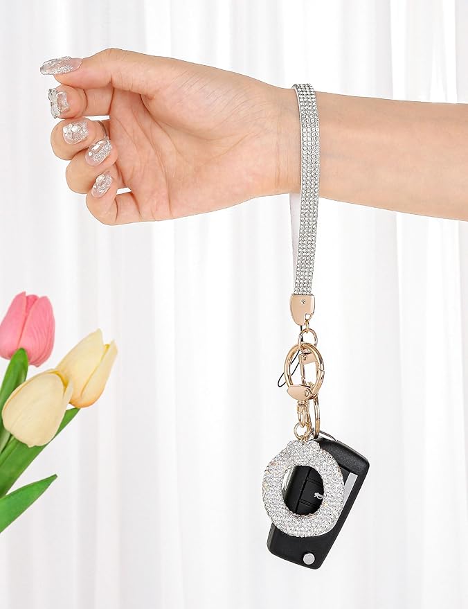 Initial Keychain for Women Girls,Bling Letter Key chain Initial with Heart,Pink Keychain Charms for Backpack Handbag