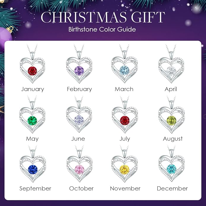 CDE Forever Love Heart Necklaces for Women, Wedding Anniversary, Birthday Mothers Day Christmas Day Gifts for Mom, Mother, Wife, friend, S925 Silver Jewelry with Birthstone Pendant