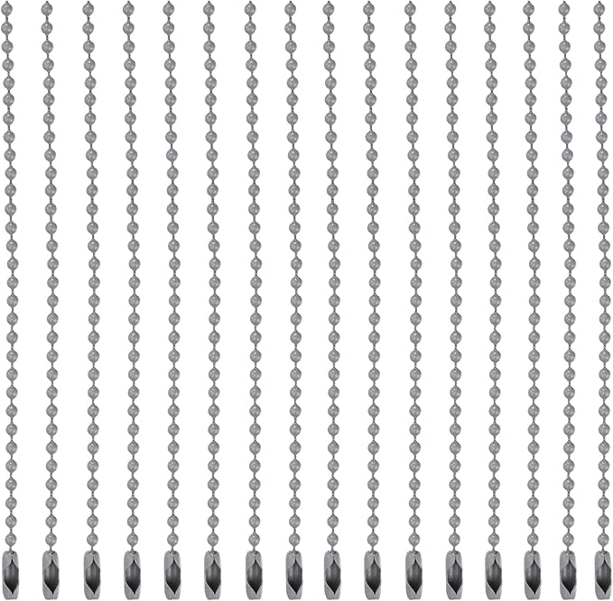 MECCANIXITY 20Pcs 5 Inch 12cm Ball Bead Chain, Metal Ball Chain with Connectors for Hanging Ornament Jewelry Necklace Dog Tag Keychain Christmas Decoration,Gray