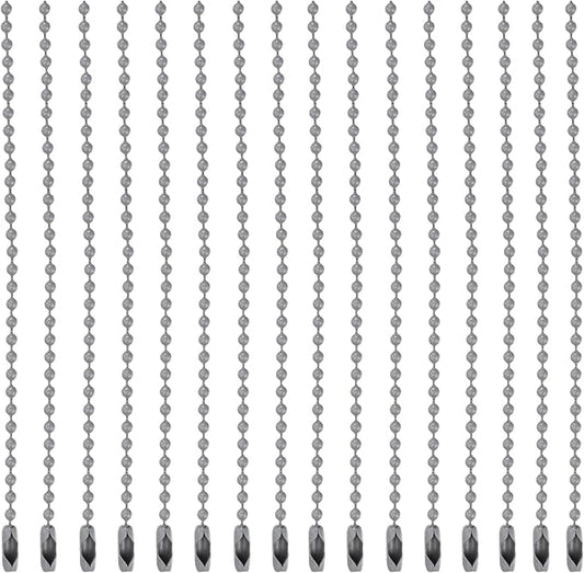 MECCANIXITY 20Pcs 5 Inch 12cm Ball Bead Chain, Metal Ball Chain with Connectors for Hanging Ornament Jewelry Necklace Dog Tag Keychain Christmas Decoration,Gray