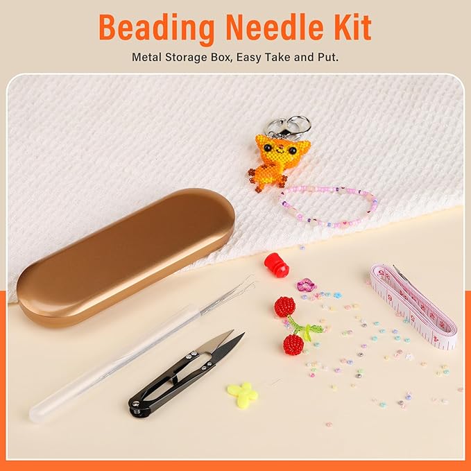 GarfxG 32 PCS Beading Needles Set - Collapsible Big Eye and Twisted Wire Seed Needles With Storage Box for Jewelry Making, Sequin Embroidery, Crafting DIY