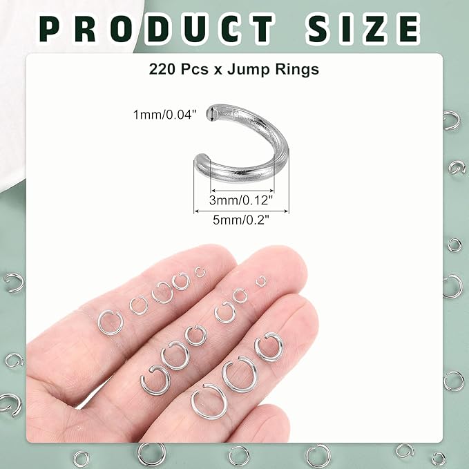 MECCANIXITY Open Jump Rings,3mmx5mm 316 Stainless Steel Split O Jump Rings Connector 1mm Thick Jewelry Making Supplies for Bracelet Necklace Pendant DIY,Pack of 220