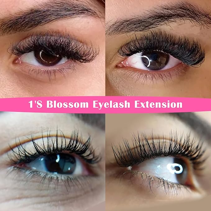DeceMars Automatic Rapid Blooming Eyelash Extensions Self Fanning Easy Fans 1 Second Flowering Fake Lashes 2D~10D Russian Volume Eyelashes Matte Black-0.05mm-dd-10mm