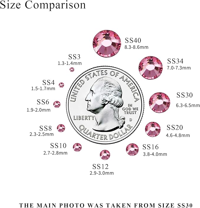 Flatback Crystal Rhinestones Round Gems for Nail Art and Craft Clothes Glue Fix, Rose (1.3-1.4mm) SS3/1440PCS