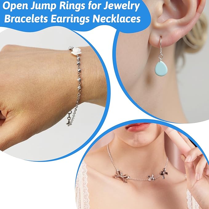 600 Pcs 0.15inch Silver Tiny Jump Rings, Small Open Jump Rings for Jewelry Making Replacement, Stainless Steel Small Key Ring for Bracelets Necklaces Earrings Keychain Connectors Loops Repair Hardware