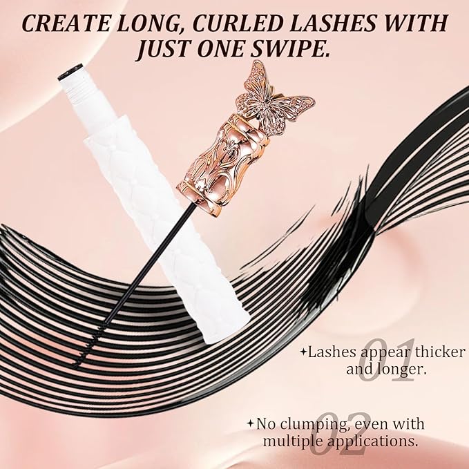 Filterseed Mascara - Fine Brush Black Mascara, Waterproof, Smudge-Proof, Clump-Proof, For Tiny and Lower Eyelashes (1PC)