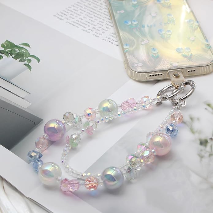 Phone Wrist Strap,Crystal Phone Chain Wristlet,Bracelet Wrist Lanyard,Cute Beaded Bag Charms,Decorative Purse Chain