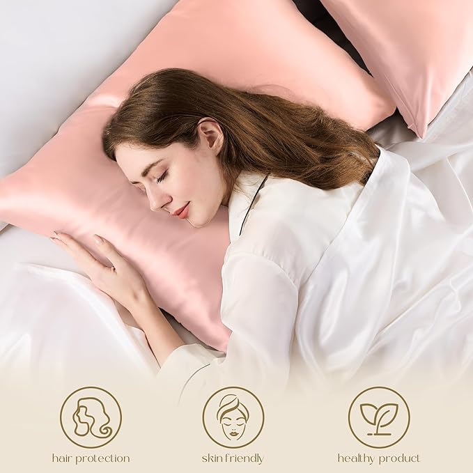 ZIMASILK 100% Pure Mulberry Silk Pillowcase for Hair and Skin Health,Soft and Smooth,Both Sides Premium Grade 6A Silk,600 Thread Count,with Hidden Zipper,1pc (Queen 20''x30'',Coral)