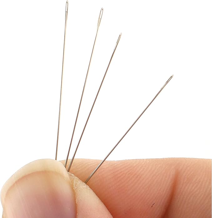 The Beadsmith English Beading Needles, Size 12, 4 Needles per Card, Made in England, Use for Loom Weaving Beadwork, Off-Loom Stitching and Jewelry Making with Seed Beads