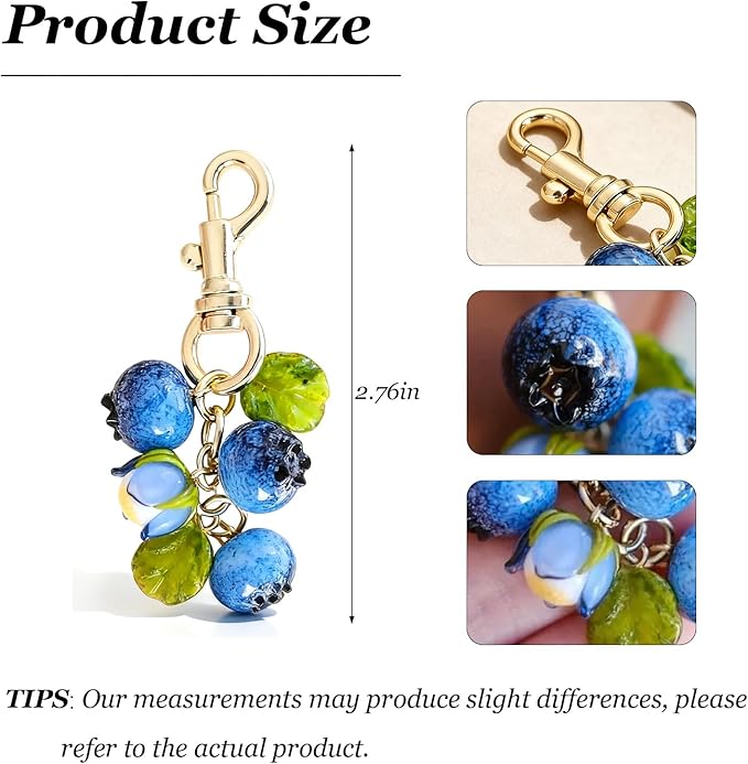 Blueberry Keychain Fruit Bag Charms Purse Charms for Handbags Tote Bags Cute Blue Fruit Accessories Gifts for Women
