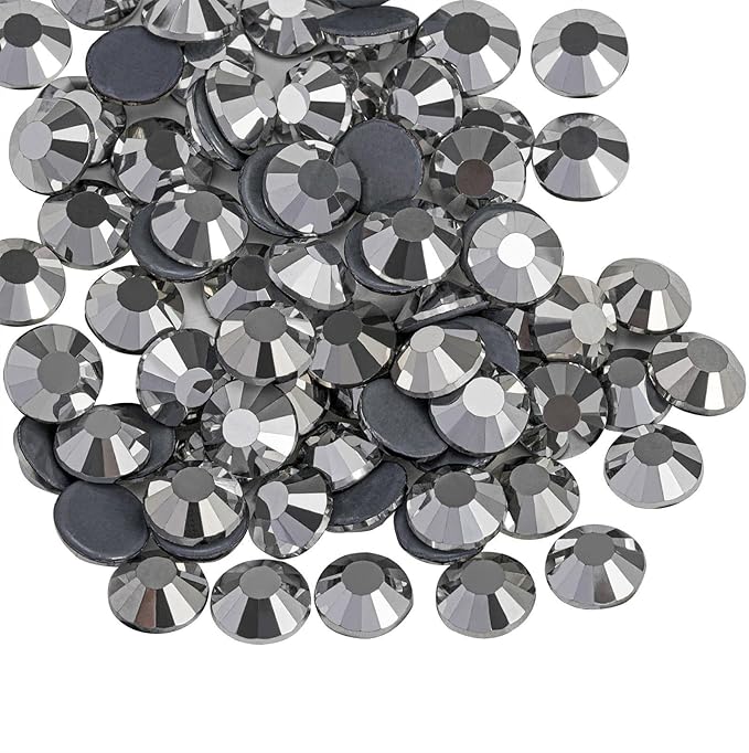 Beadsland Hotfix Rhinestones, 288pcs Crystal Rhinestones for Crafts Clothes DIY Decoration, Silver Hematite, SS34, 7.0-7.3mm
