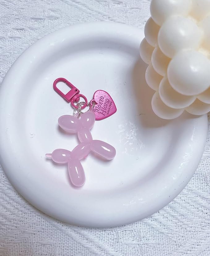 LAEKOU Jelly Balloon Dog Design Keychain for Women, Cute Girls Key Chain, Bag Charms Accessories for Car Purse Backpack