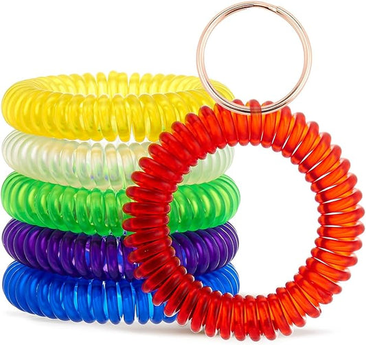 Spiral Keychain Stretchy Wrist Coil Bracelet Key Chain Waterproof Wristlet Key Holder for Pool, Sauna, Sports, Gym