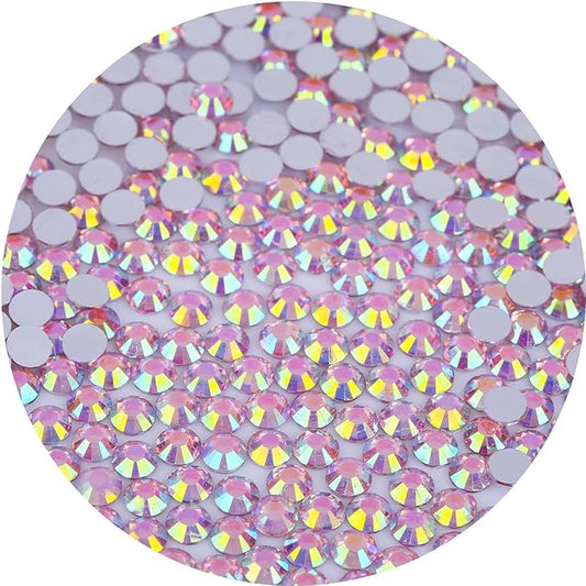 4500 Pcs SS6 2mm Flatback Rhinestones for Nails Art Crafts Glitter Round Gems AB Crystals DIY Clothes Shoes （Light Pink AB）
