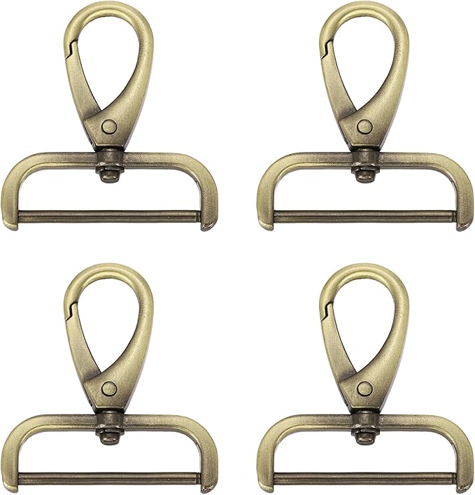 HARFINGTON 4pcs Detachable Snap Hook Swivel Clasp 1 1/2" (38mm) Zinc Alloy Lobster Claw Clasp for Keychain Lanyard Purse DIY Purse Strap, Light Brown