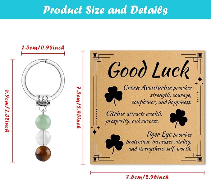 Good Luck Gifts Crystal Keychain for Women Men Relief Stress Anxiety Recovery Gift Inspirational Jewelry for Friends Sister Daughter New Job Promotion Leaving Gifts for Coworker Christmas Graduation