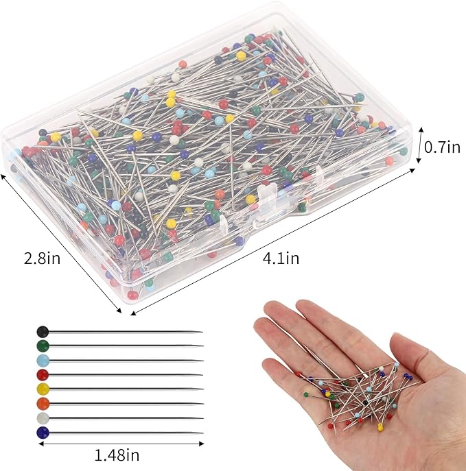 1500PCS Sewing Pins for Fabric, Straight Pins with Colored Heads Pearlized Ball Head Straight Pins Sewing for Dressmaker, Jewelry DIY Decoration, Craft and Sewing Project (Colorful)